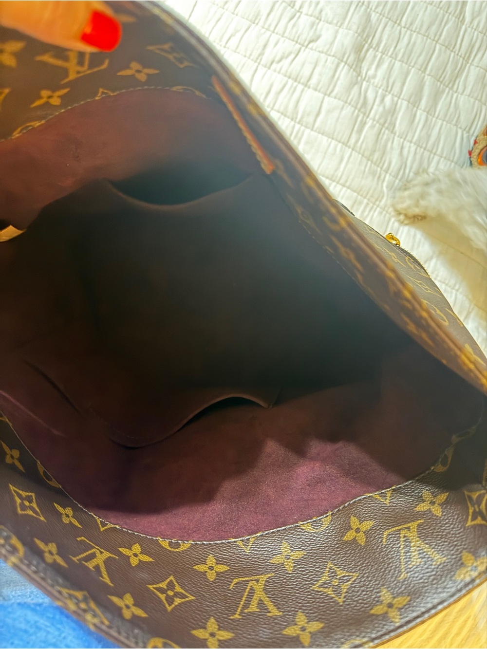 Louis Vuitton Monogram Canvas Handbag in Brown with Beige Tag - Picture 3 of 9